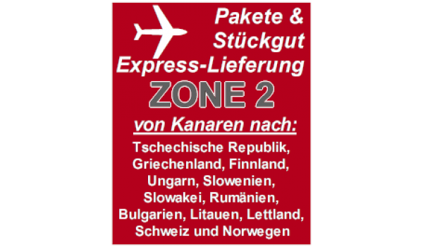 Express delivery from Gran Canaria to "Zone 2" countries